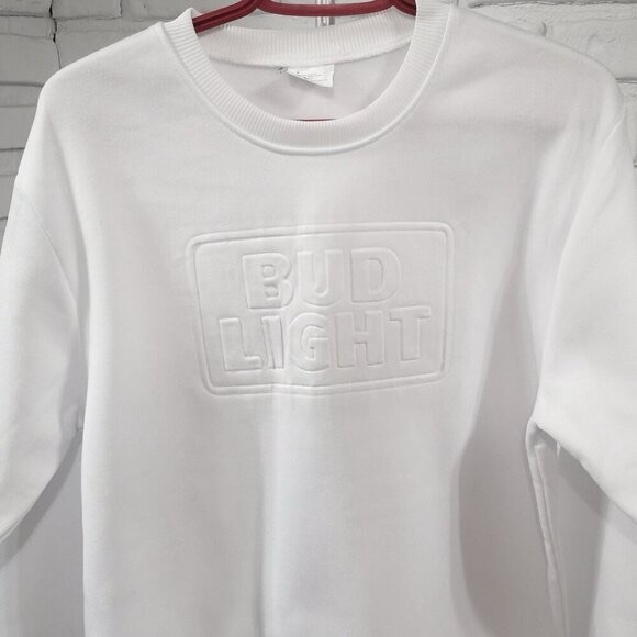 The Unbranded Brand Tops - Bud Light Ladies Size Small White Fleece Lined Straight Fit Sweatshirt
